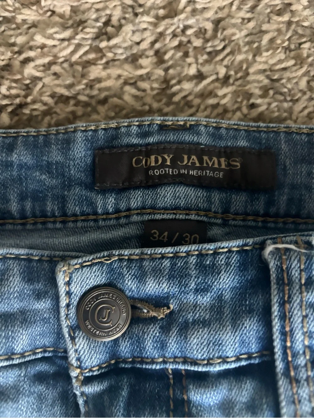 Men's Straight-Leg Denim Jeans in Light Blue Wash 34x30 Jackson Cody James